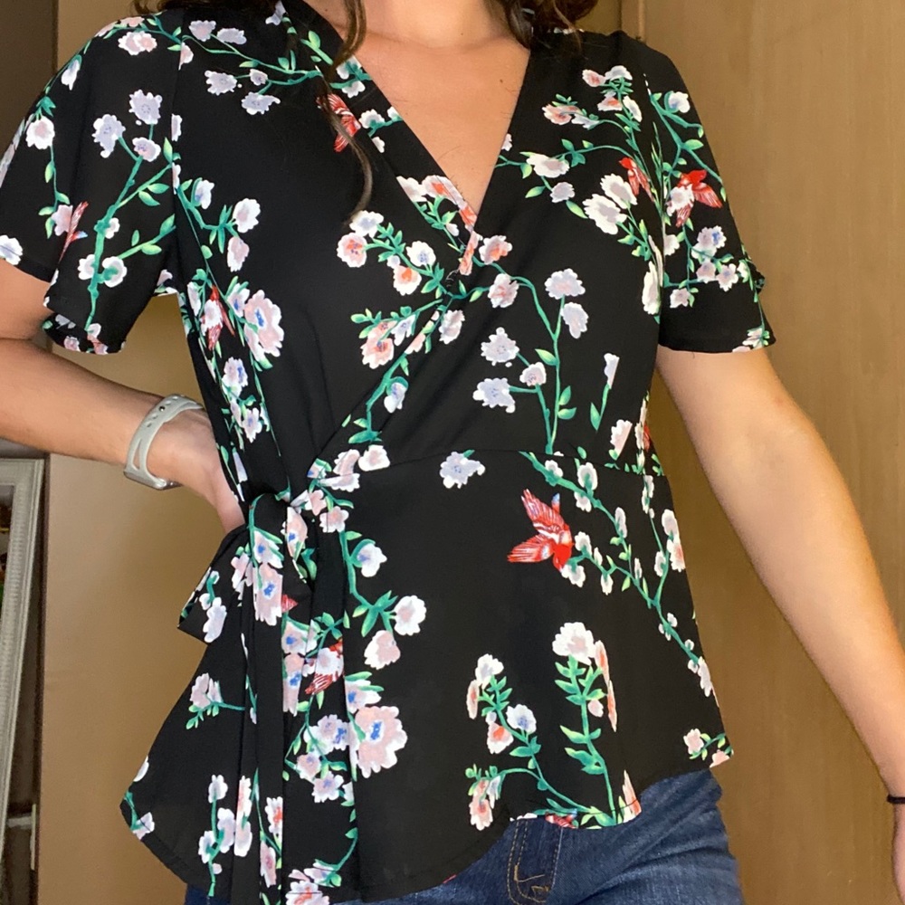 Floral tie shirt